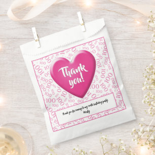 Sachets En Papier Merci 100e nombre aléatoire Motif rose/blanc