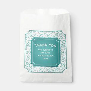 Sachets En Papier Merci : 20ème nombre aléatoire Motif Turquoise 20
