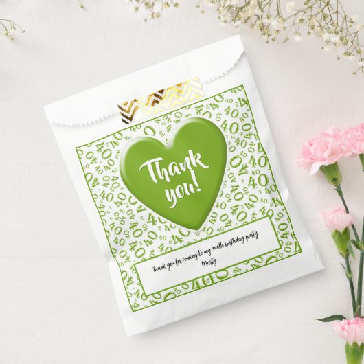 Sachets En Papier Merci 40e nombre aléatoire Motif vert/blanc (Scellé)