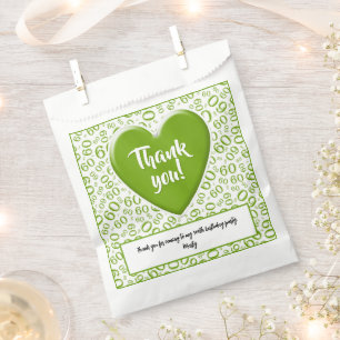 Sachets En Papier Merci 60e Motif numérique aléatoire vert/blanc