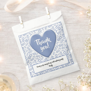 Sachets En Papier Merci 60e nombre aléatoire Motif bleu/blanc