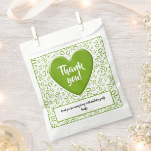 Sachets En Papier Merci 70e Motif numérique aléatoire vert/blanc