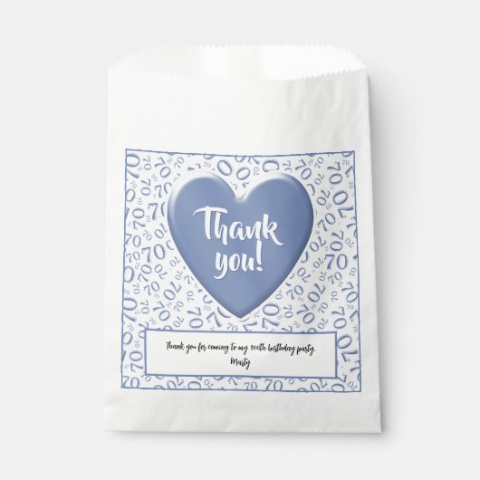 Sachets En Papier Merci 70e nombre aléatoire Motif bleu/blanc (Devant)
