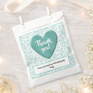 Sachets En Papier Merci 70e nombre aléatoire Motif Turquoise/blanc
