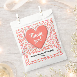 Sachets En Papier Merci 90e nombre aléatoire Motif corail/blanc