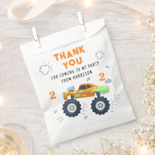 Sachets En Papier Merci Anniversaire Moderne Monster Car Trucs Nom