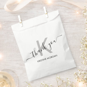 Sachets En Papier Merci argent gris monogramme script pour sac