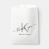 Sachets En Papier Merci argent gris monogramme script pour sac (Devant)