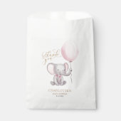 Sachets En Papier Merci Baby shower d'éléphant rose fille (Devant)