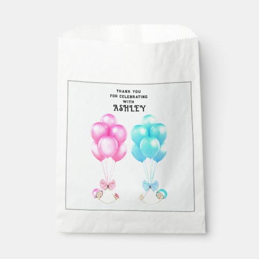 Sachets En Papier Merci Baby shower jumeaux (Devant)