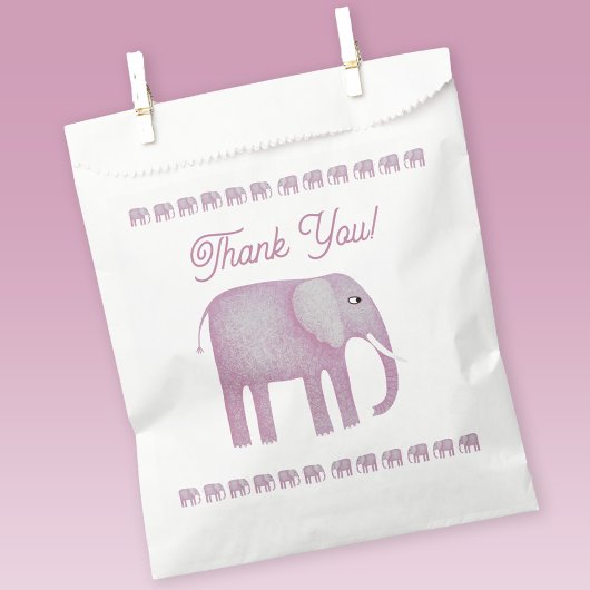 Sachets En Papier Merci Baby shower rose éléphant