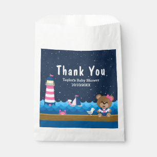 Sachets En Papier Merci Baby shower rose pour fille nautique