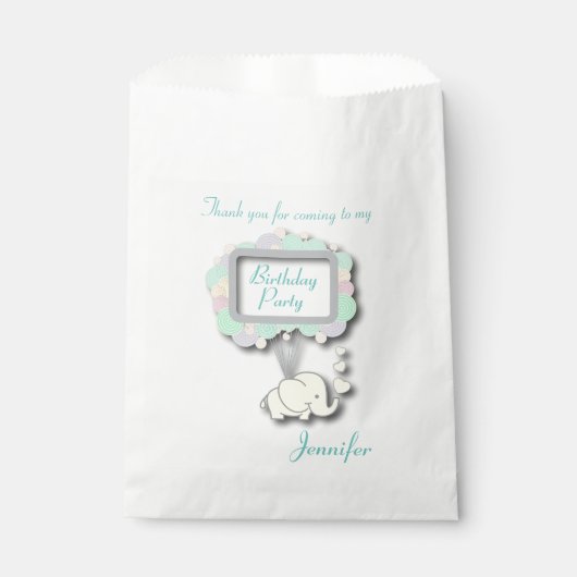 Sachets En Papier Merci bébé éléphant (Devant)