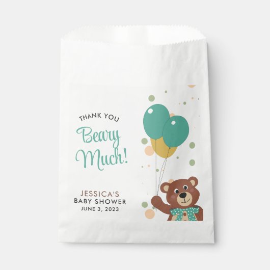 Sachets En Papier Merci Beurre beaucoup mignon bébé ours genre neutr (Devant)