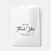 Sachets En Papier Merci bleu marine blanc mariage d'ancre marine (Devant)