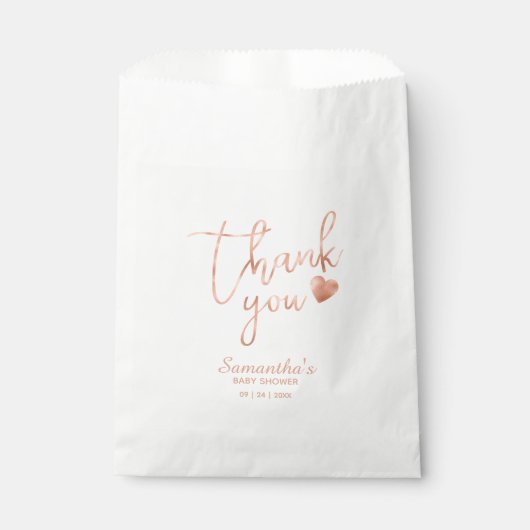 Sachets En Papier Merci Chic Lettré Rose Or Foil Rose Blush (Devant)