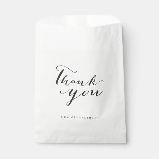 Sachets En Papier Merci Classic Script Calligraphie Nom Mariage (Devant)