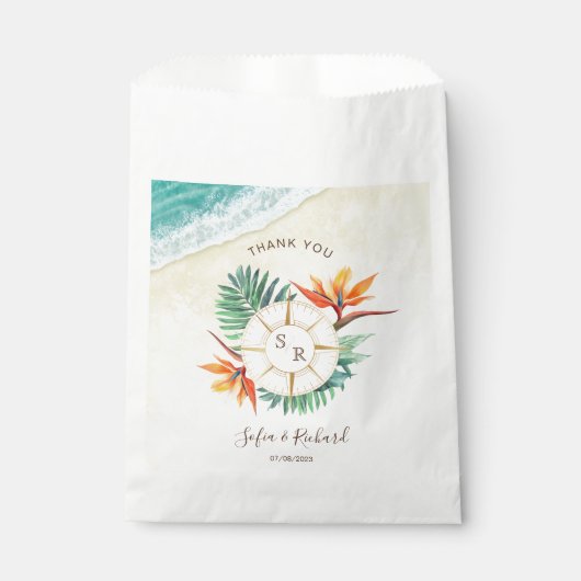 Sachets En Papier Merci Compass mariage Destination Passport (Devant)