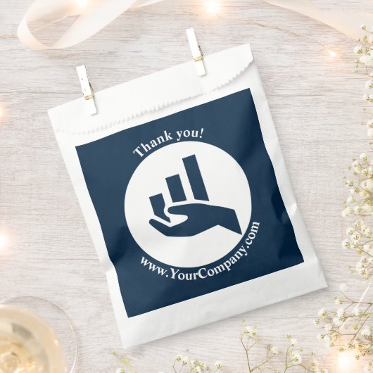 Sachets En Papier Merci Conseiller Financier Blanc-Bleu  (Coupé)