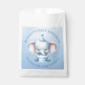 Sachets En Papier Merci d'anniversaire de l'éléphant bleu de charme (Devant)