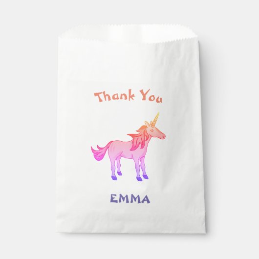Sachets En Papier Merci d'anniversaire de l'Unicorne Cute Rainbow (Devant)
