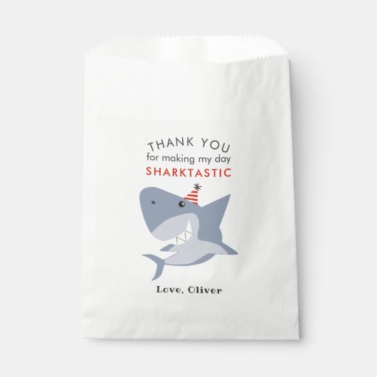 Sachets En Papier Merci d'anniversaire Sharktastic (Devant)