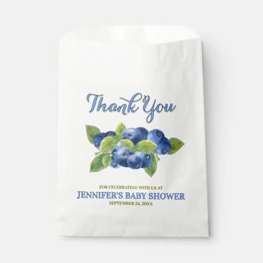 Sachets En Papier Merci de Baby shower à thème Blueberry (Devant)