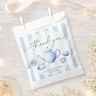 Sachets En Papier Merci de Baby shower Blue Tea Party