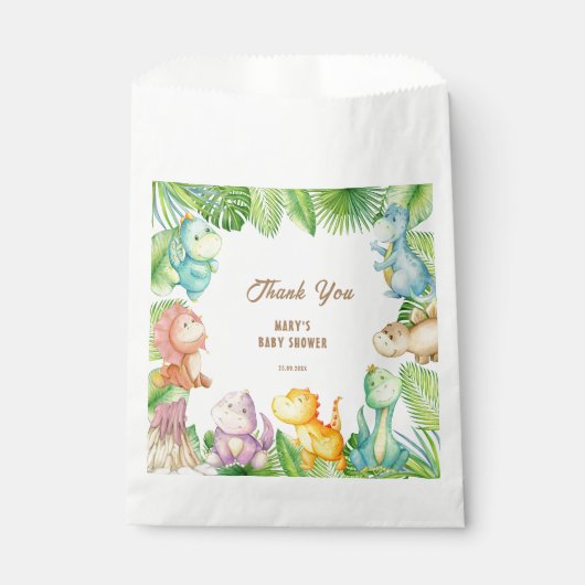 Sachets En Papier Merci de Baby shower Dinosaur (Devant)