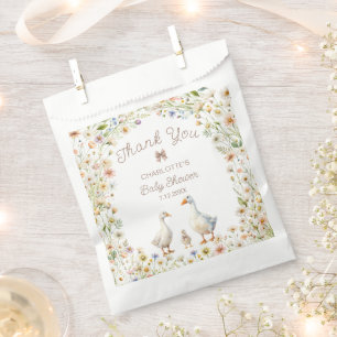 Sachets En Papier Merci de Baby shower floral de l'oie