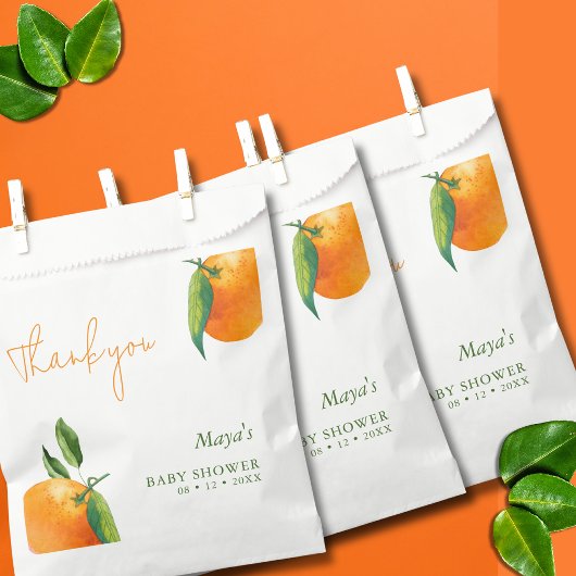 Sachets En Papier Merci de Baby shower Orange Cutie