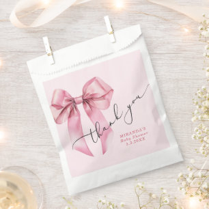 Sachets En Papier Merci de Baby shower rose bow
