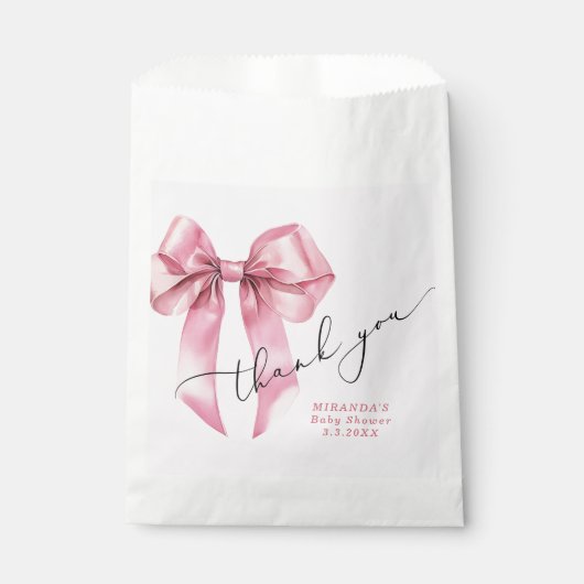 Sachets En Papier Merci de Baby shower rose bow (Devant)