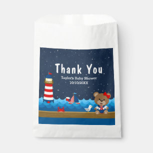 Sachets En Papier Merci de Baby shower rouge de la fille marine
