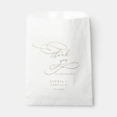 Sachets En Papier Merci de calligraphie d'or romantique Mariage (Devant)