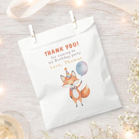 Sachets En Papier Merci de fête d'anniversaire de Little Fox (Coupé)