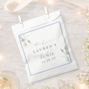Sachets En Papier Merci de Fête des mariées Fleur sauvage bleu Dusty