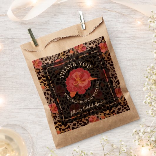 Sachets En Papier Merci de Fête des mariées fleurie léopard (Coupé)