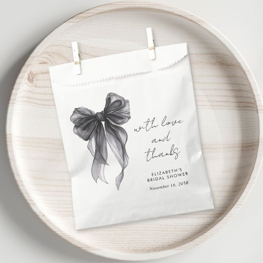 Sachets En Papier Merci de Fête des mariées noir Coquette Bow