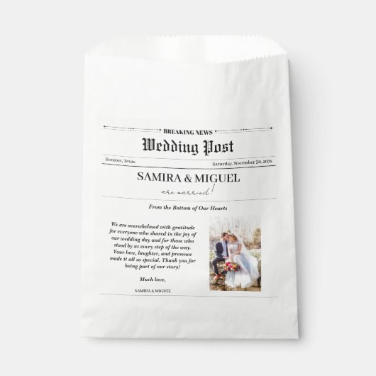 Sachets En Papier Merci de journal mariage Photo Elegant Classic (Devant)