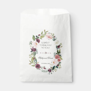 Sachets En Papier Merci de Mariage floral de Bourgogne