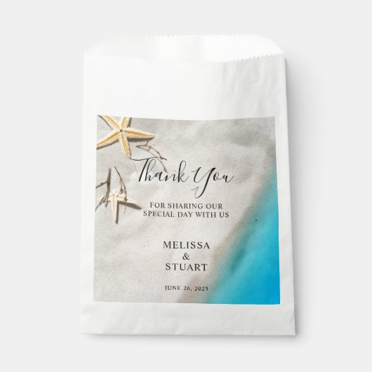 Sachets En Papier Merci de plage de sable tropical d'étoiles de mer (Devant)