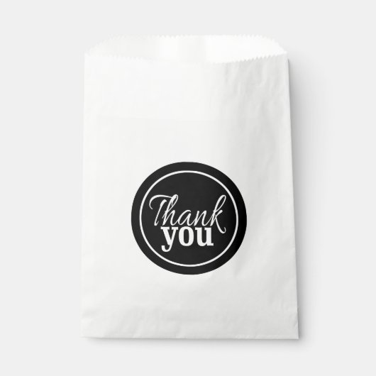 Sachets En Papier Merci de script simple et élégant noir blanc (Devant)