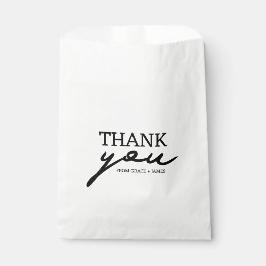 Sachets En Papier Merci de typographie simple Mariage personnalisé (Devant)