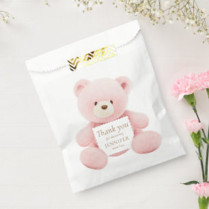 Sachets En Papier Merci d'ours en peluche rose