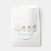 Sachets En Papier Merci du Baby shower du train Bear Blue (Devant)