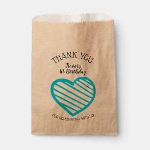 Sachets En Papier Merci du coeur rayé bleu