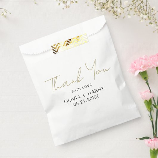 Sachets En Papier Merci écriture moderne Mariage blanc (Scellé)