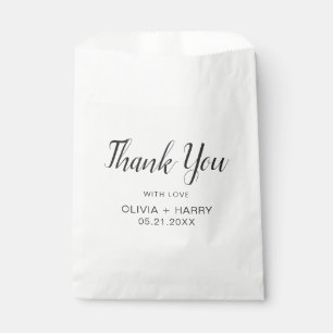 Sachets En Papier Merci Elegant Script Moderne Mariage Blanc