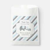 Sachets En Papier Merci éléphant bleu, gris blanc (Devant)